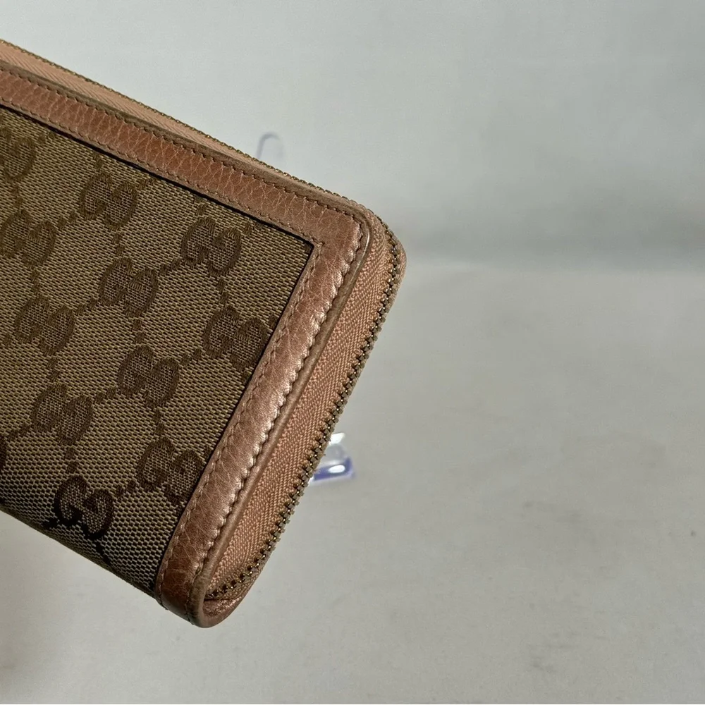 Gucci GG Canvas Leather‎ With Bamboo tassel Zip around Continental Wallet